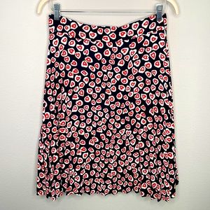 J CREW NWOT Navy Pleated Heart Mid-Length Skirt